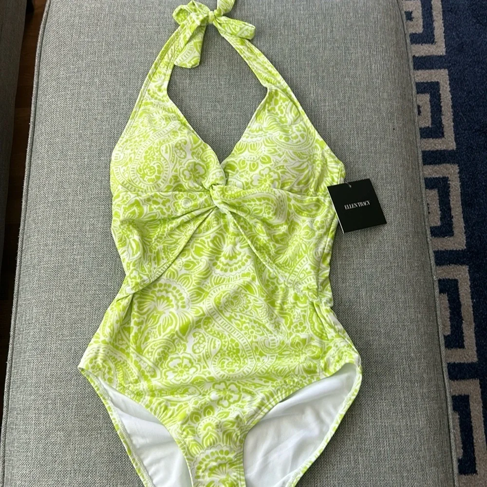 Ellen Tracy Green One Piece Swimsuit  Size 8
